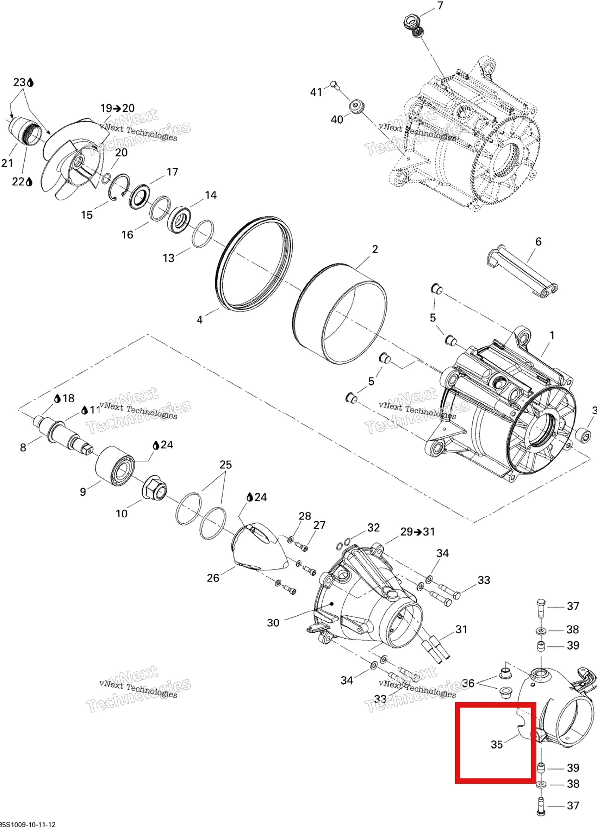 Деталь 267000140 на схеме узла 2010 Sea-Doo Wake 155 Pump