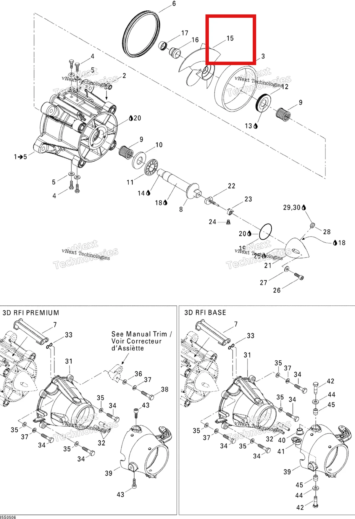 Деталь 267000201 на схеме узла 2005 Sea-Doo 3D RFI Pump
