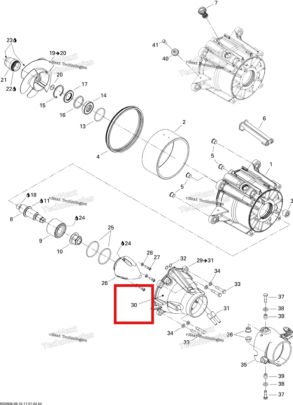 Деталь 267000221 на схеме узла 2009 Sea-Doo RXT 215 Pump