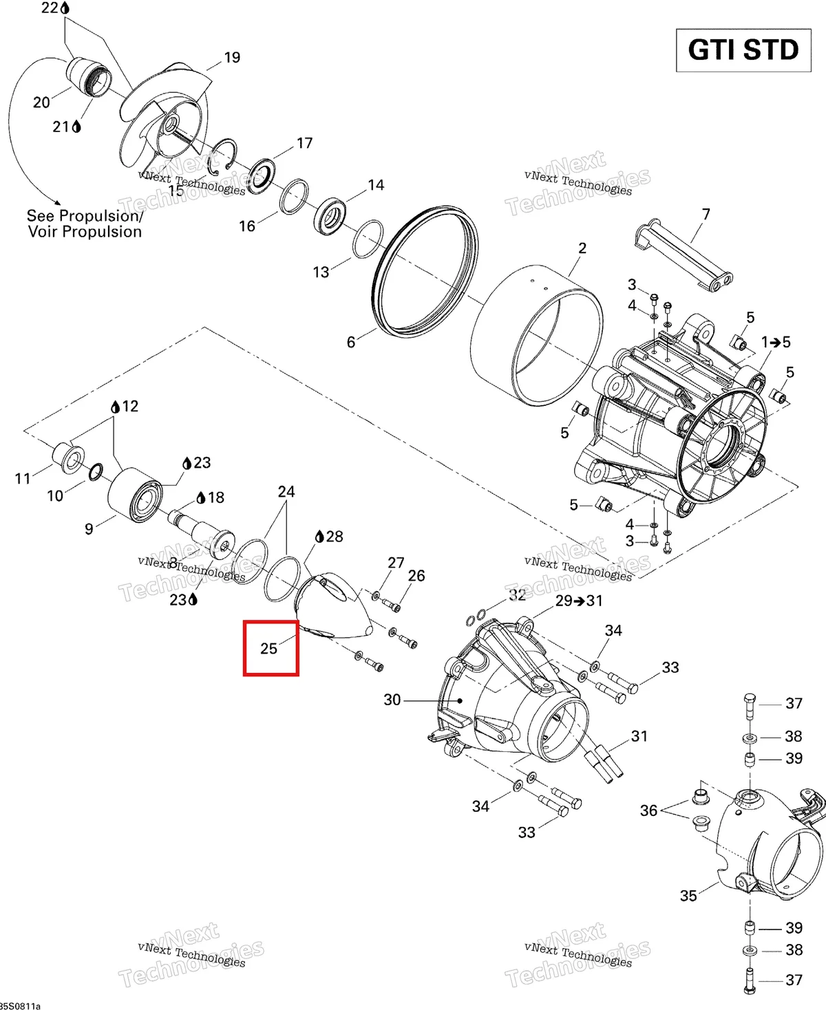 Деталь 267000262 на схеме узла 2008 Sea-Doo GTI 130 Pump Std