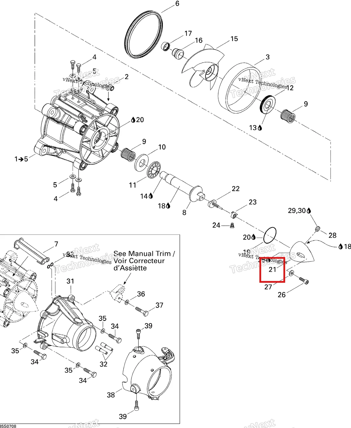 Деталь 267000267 на схеме узла 2007 Sea-Doo 3D 947 DI Pump