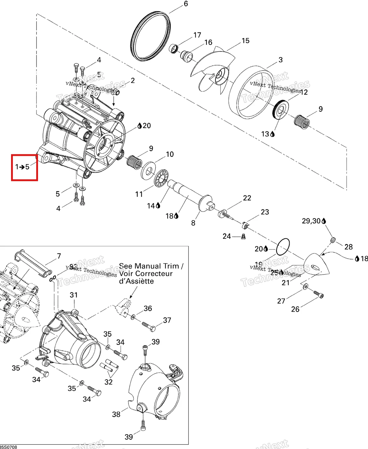 Деталь 267000268 на схеме узла 2007 Sea-Doo 3D 947 DI Pump