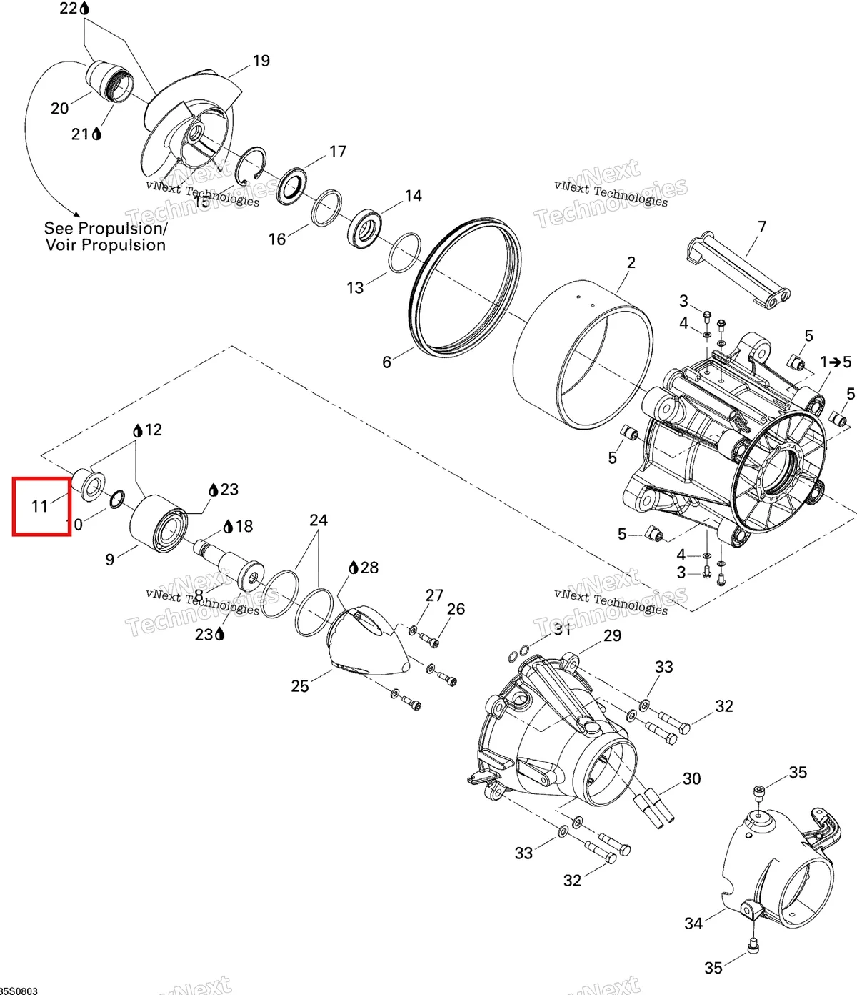 Деталь 267000318 на схеме узла 2008 Sea-Doo WAKE 155 Pump