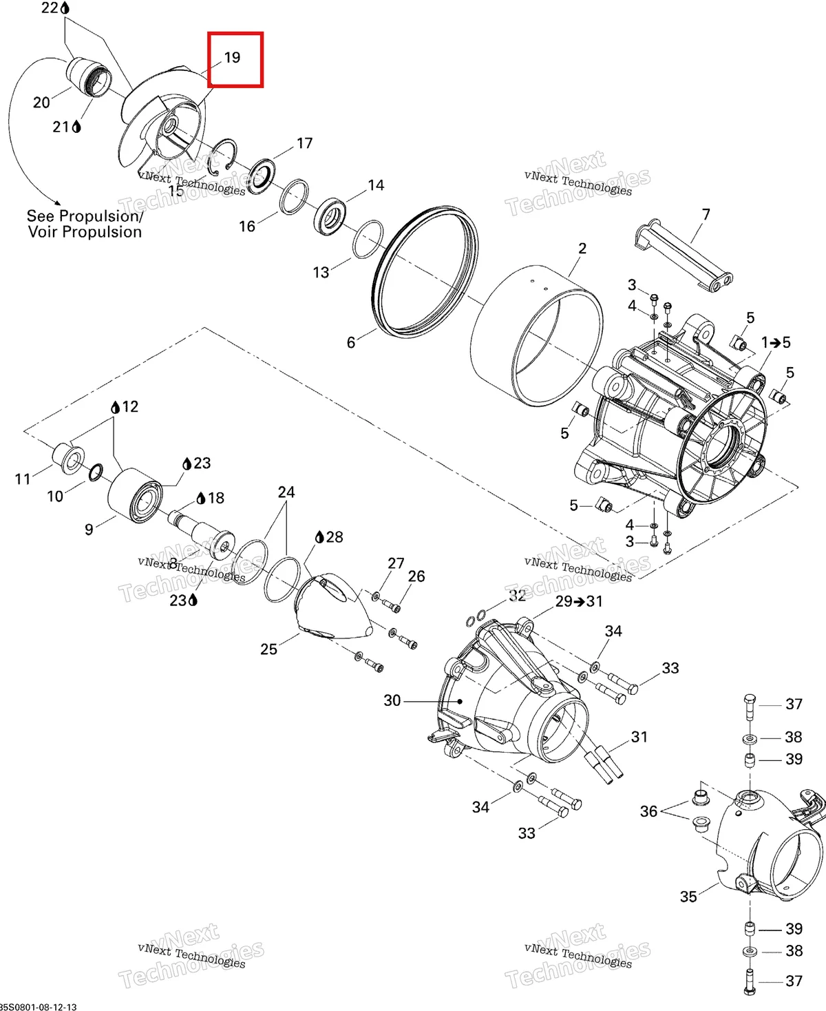 Деталь 267000321 на схеме узла 2008 Sea-Doo RXP 155 Pump