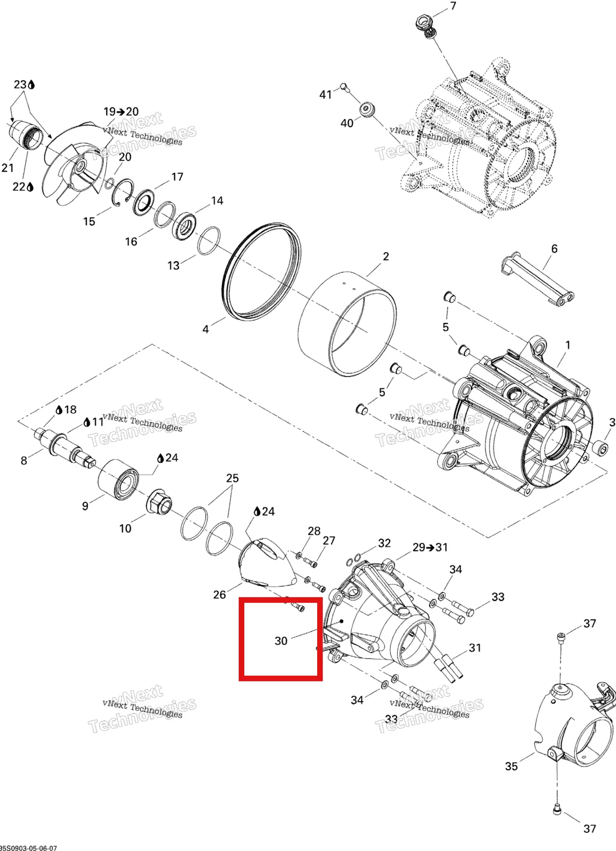 Деталь 267000330 на схеме узла 2009 Sea-Doo Wake PRO 215 Pump