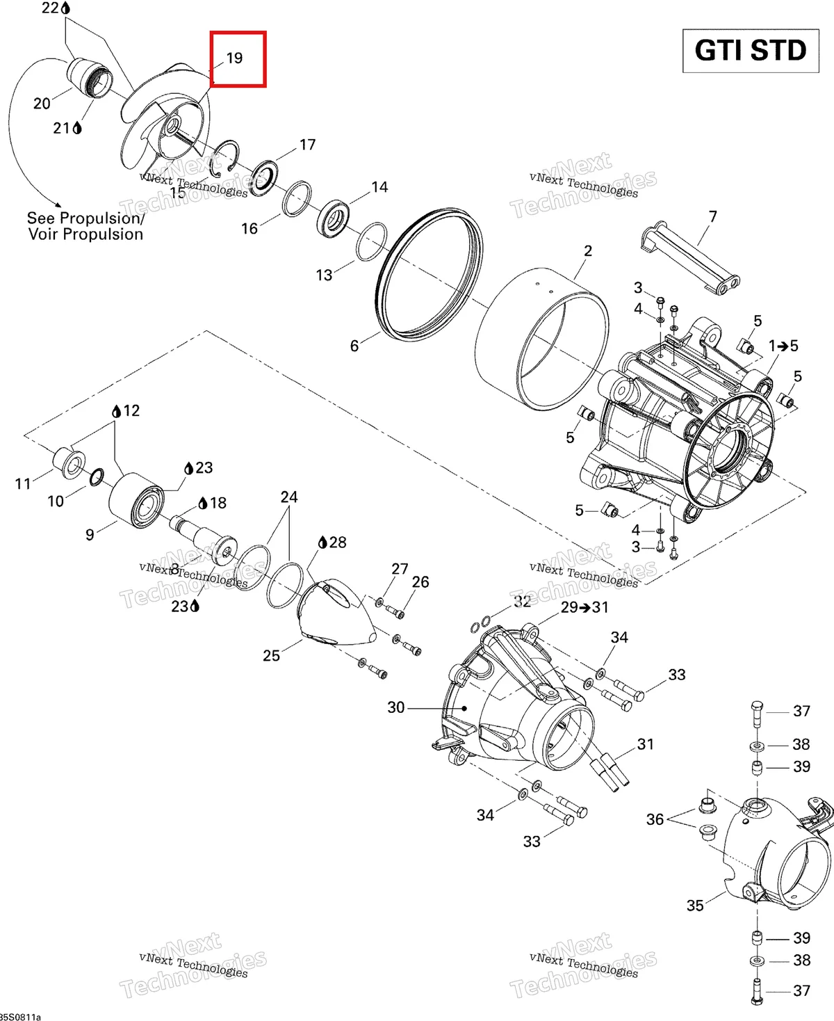 Деталь 267000336 на схеме узла 2008 Sea-Doo GTI 130 Pump Std