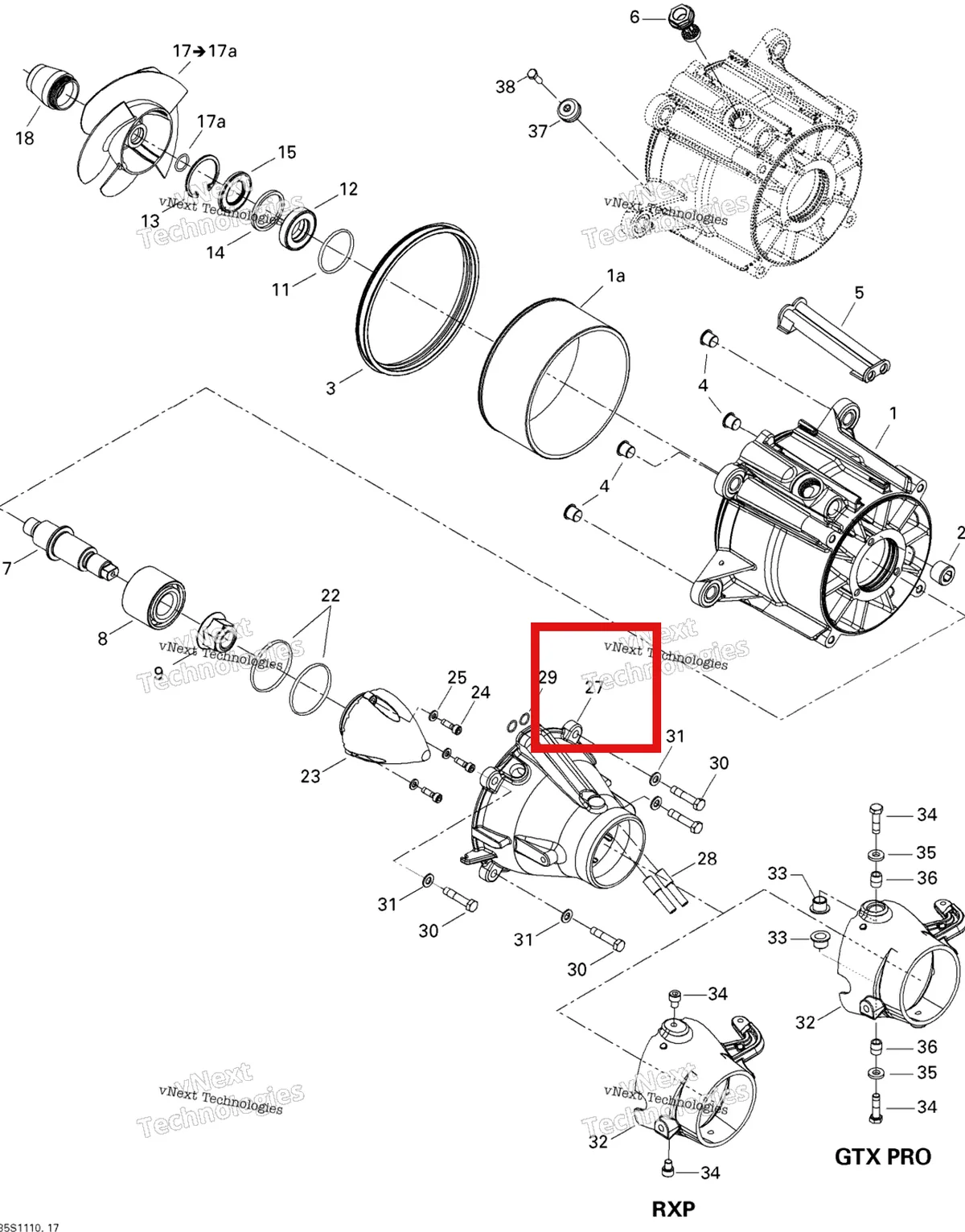 Деталь 267000360 на схеме узла 2011 Sea-Doo RXP-X 255 & RS Pump