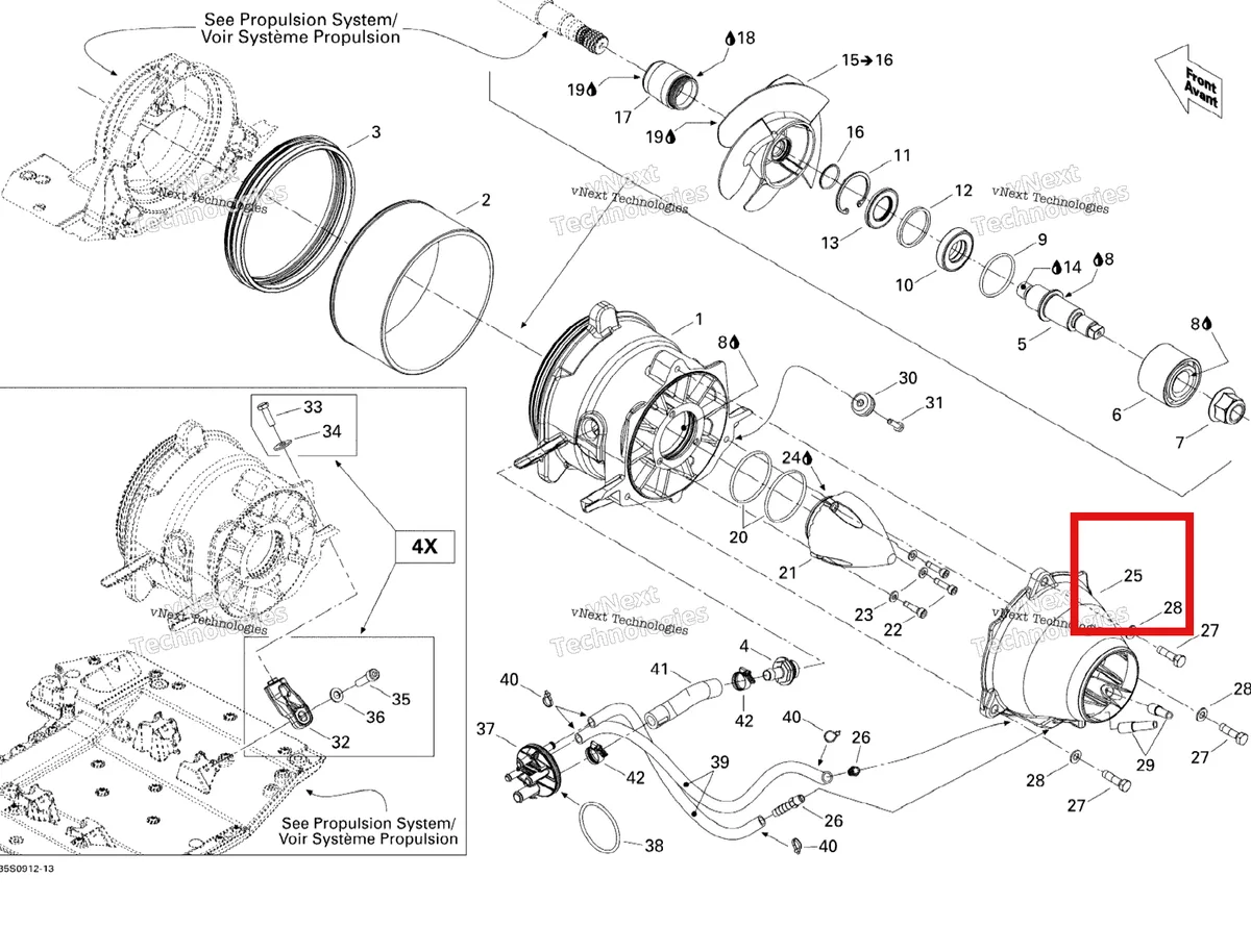Деталь 267000393 на схеме узла 2009 Sea-Doo GTX LIMITED iS 255 Pump