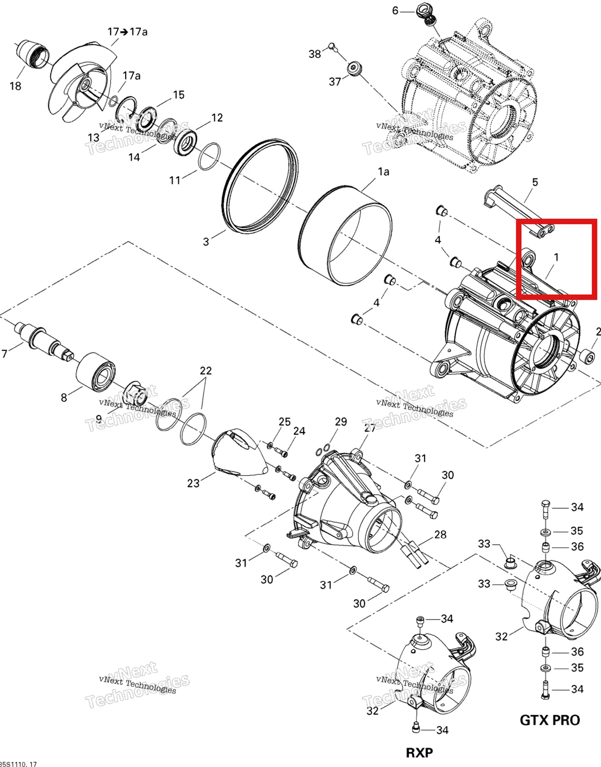 Деталь 267000417 на схеме узла 2011 Sea-Doo RXP-X 255 & RS Pump