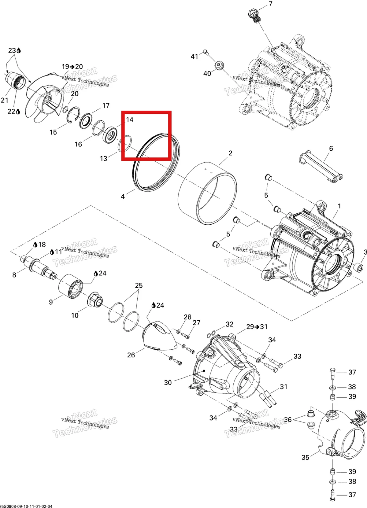 Деталь 267000437 на схеме узла 2009 Sea-Doo GTX 215 Pump