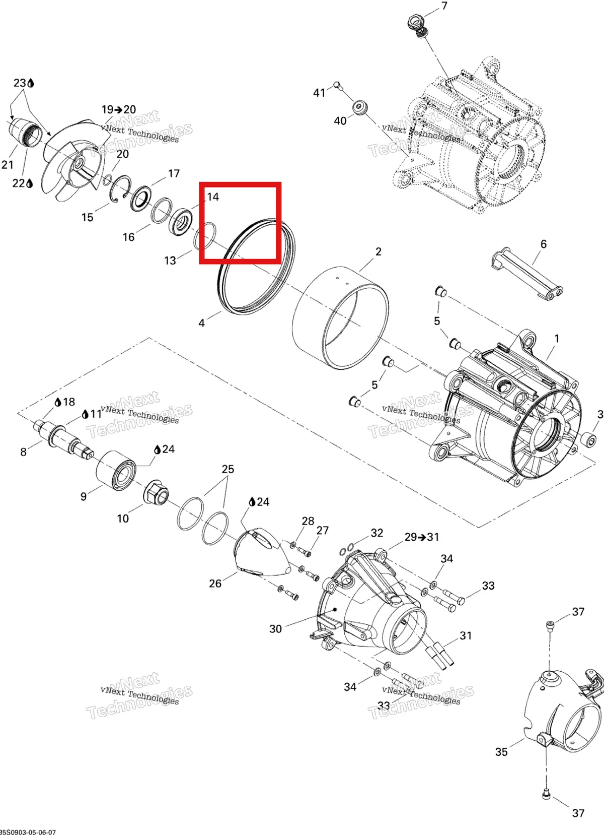 Деталь 267000439 на схеме узла 2009 Sea-Doo RXP 215 Pump