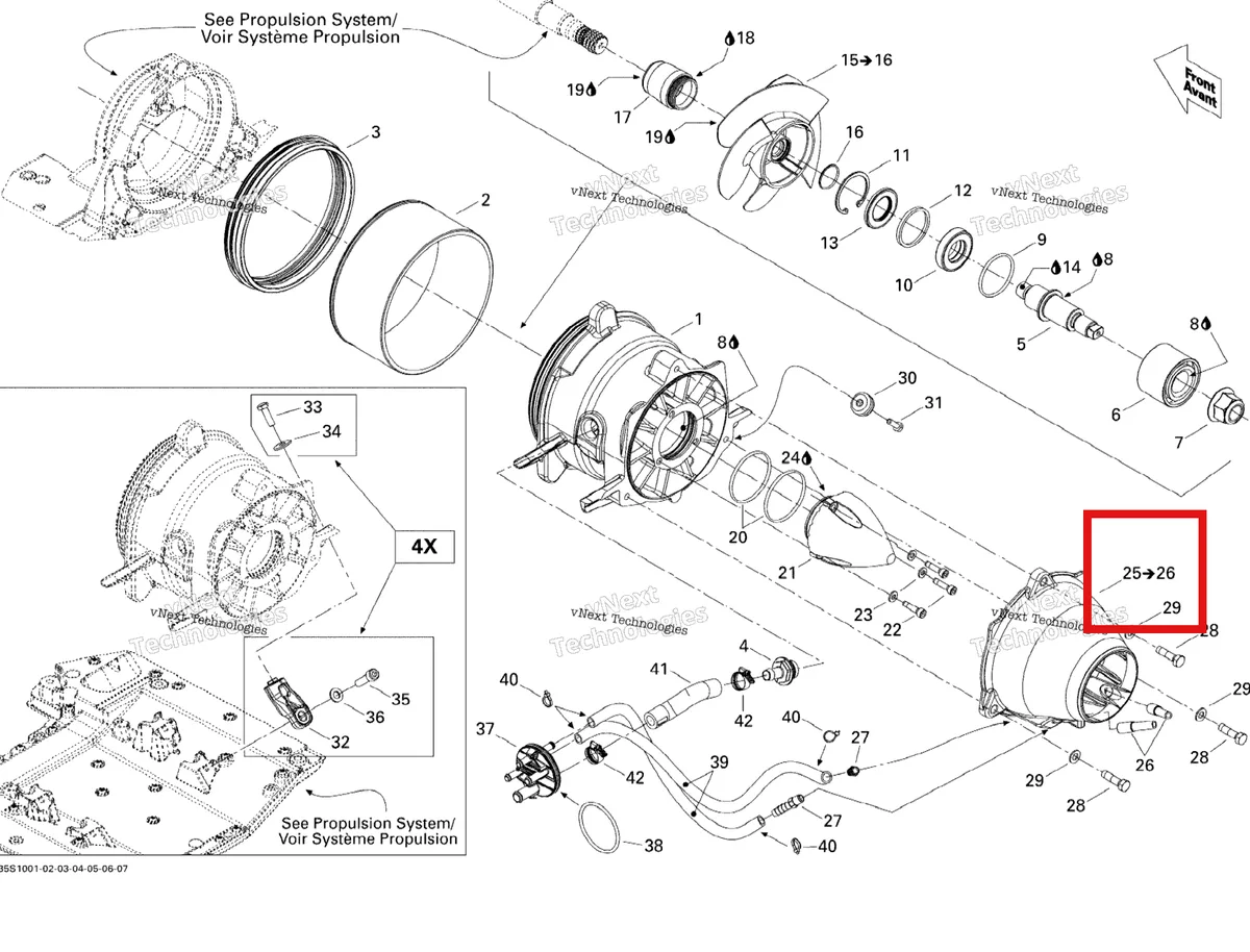Деталь 267000503 на схеме узла 2010 Sea-Doo GTX iS 215 Pump