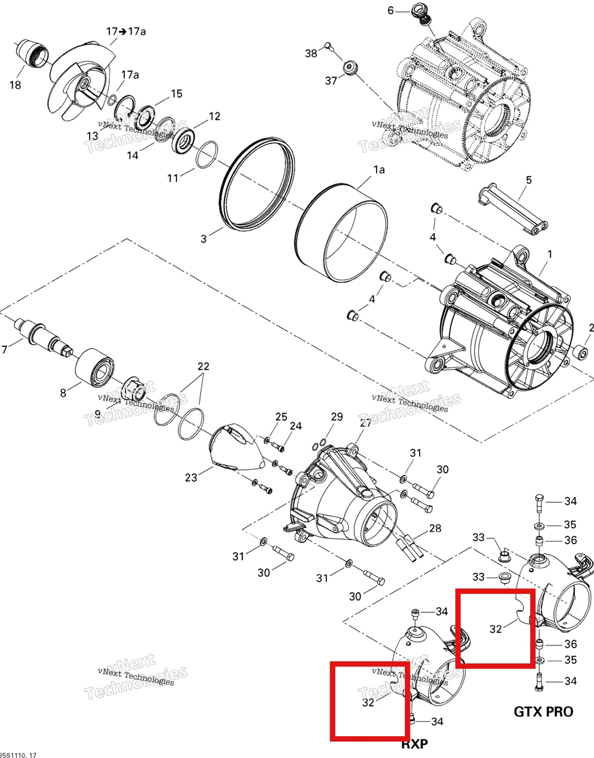 Деталь 267000550 на схеме узла 2011 Sea-Doo RXP-X 255 & RS Pump