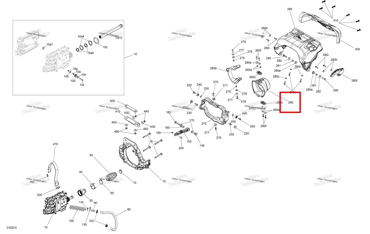 Деталь 267001041 (Форсунка Steering в сборе включает 260 TO 260 f Sea-Doo RXP 300 (2020) (267001041)) на схеме узла 2020 Sea-Doo RXP 300 Reverse