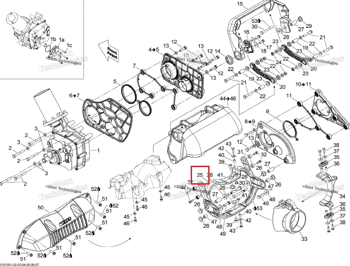 Деталь 268000033 на схеме узла 2010 Sea-Doo GTX 155 Reverse