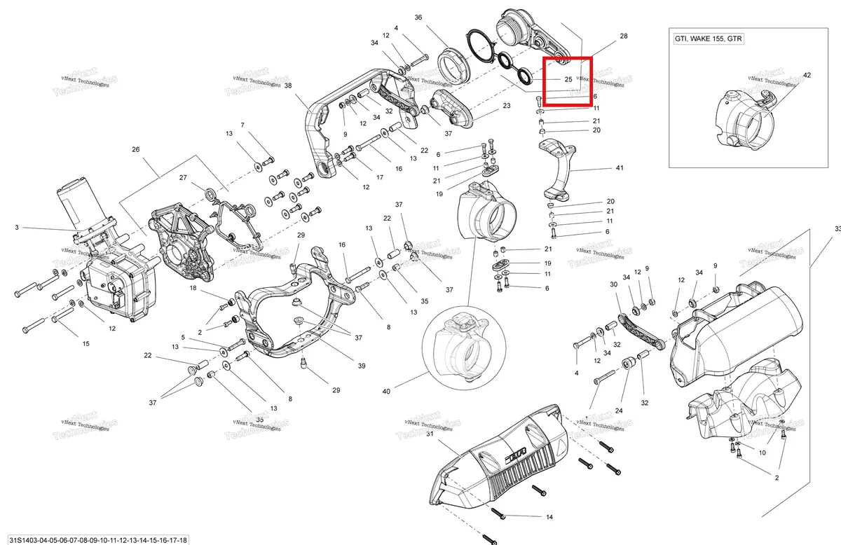 Деталь 268000105 на схеме узла 2014 Sea-Doo RXT-X AS 260 & RS Reverse