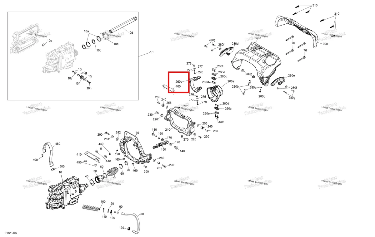 Деталь 268000148 (Форсунка рычаг чёрный Sea-Doo RXP (2016) (268000148)) на схеме узла 2019 Sea-Doo RXP 300 Reverse