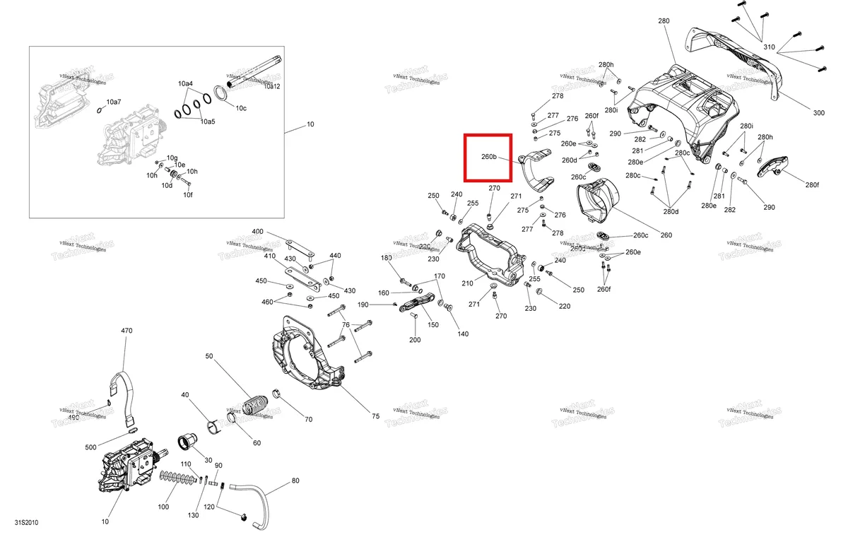 Деталь 268000149 (Рычаг форсунка Steering Sea-Doo RXP 300 (2020) (268000149)) на схеме узла 2020 Sea-Doo RXP 300 Reverse