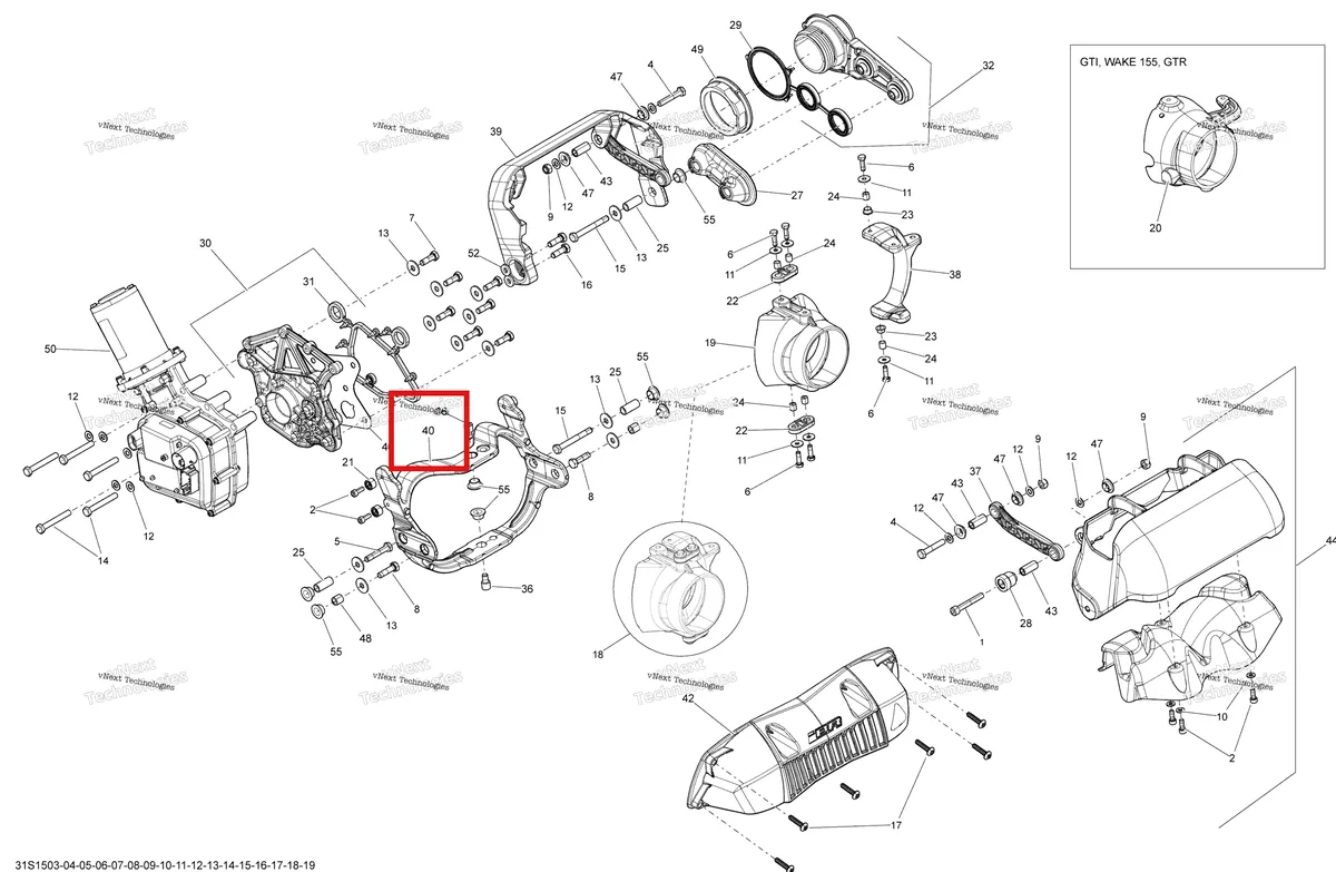 Деталь 268000155 на схеме узла 2015 Sea-Doo GTX LTD IS 260 Reverse