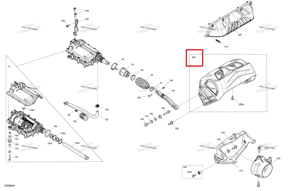 Схема применяемости: Reverse Gate в сборе включает 280 to 280 b Sea-Doo RXT 300 (2018) (268000286)