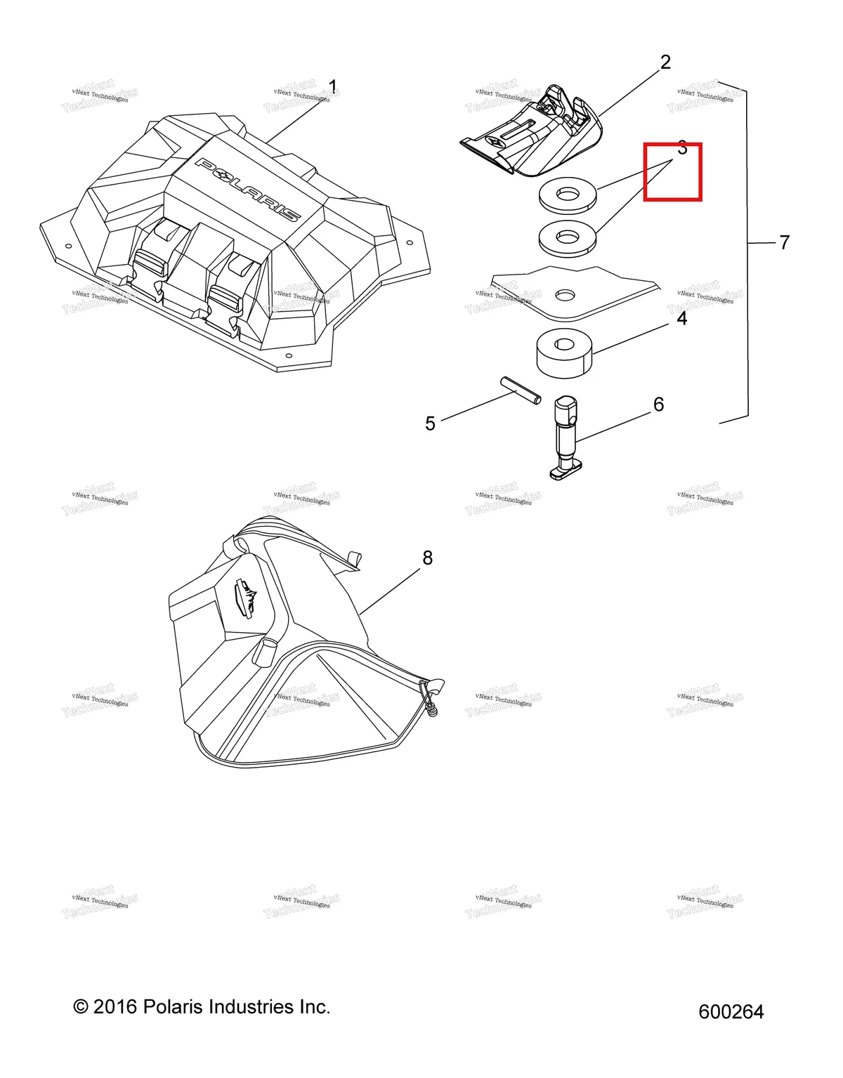 Деталь 2686721 (В сборе L R BRNDT малый BAG W / HDWR включает 2 6 Polaris 800 AXYS Pro RMK LE 155 (2017) (2686721)) на схеме узла Options, Storage Bags S17efm8/Efp8 Features/Options