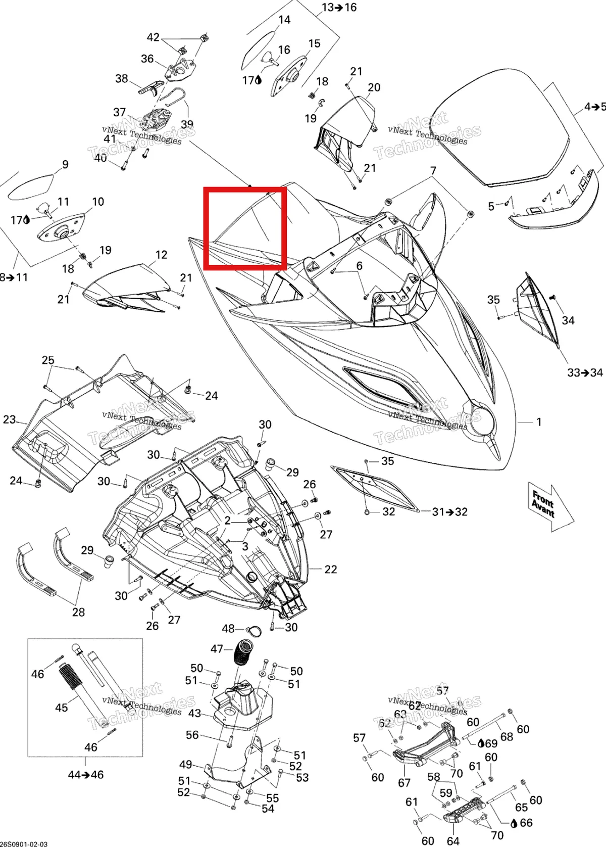 Деталь 269000015 на схеме узла 2009 Sea-Doo GTX 155 Front Cover