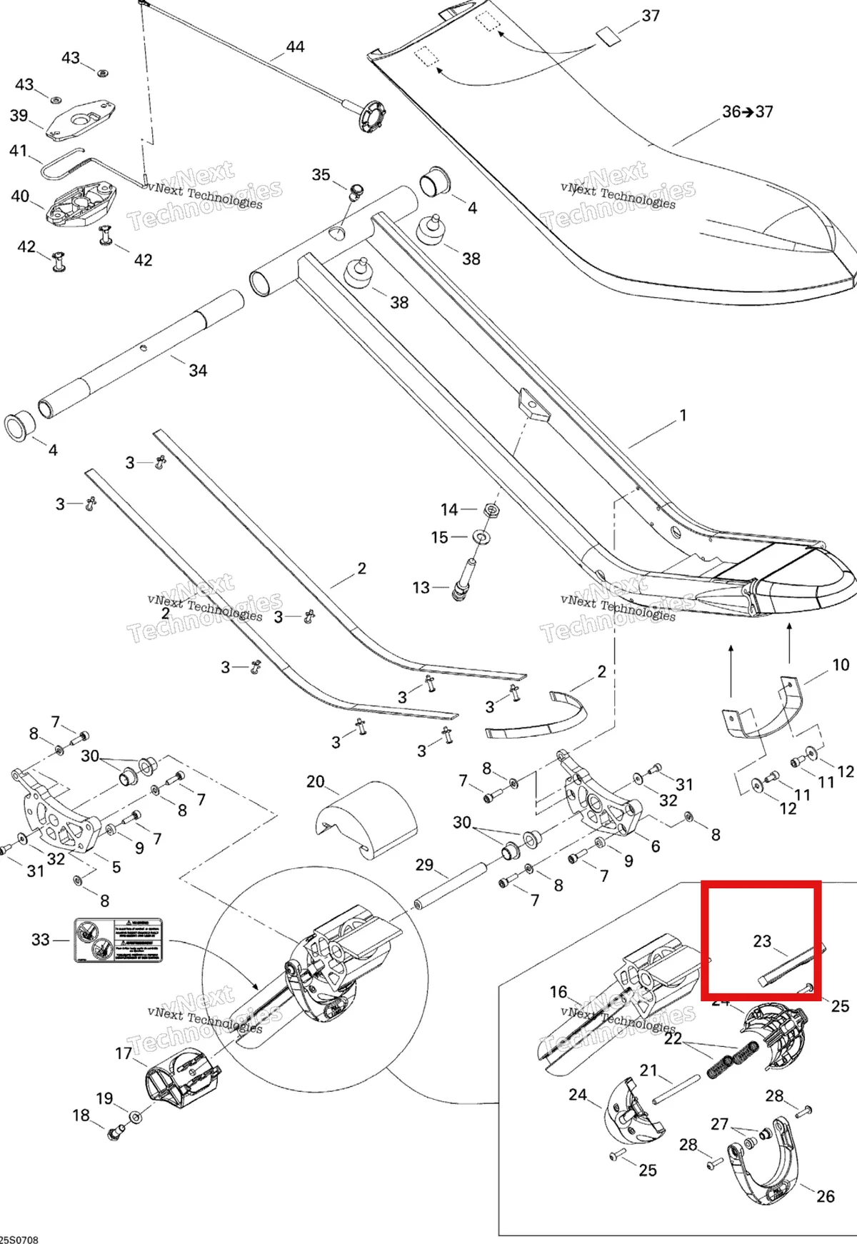 Деталь 269001004 на схеме узла 2007 Sea-Doo 3D 947 DI Seat