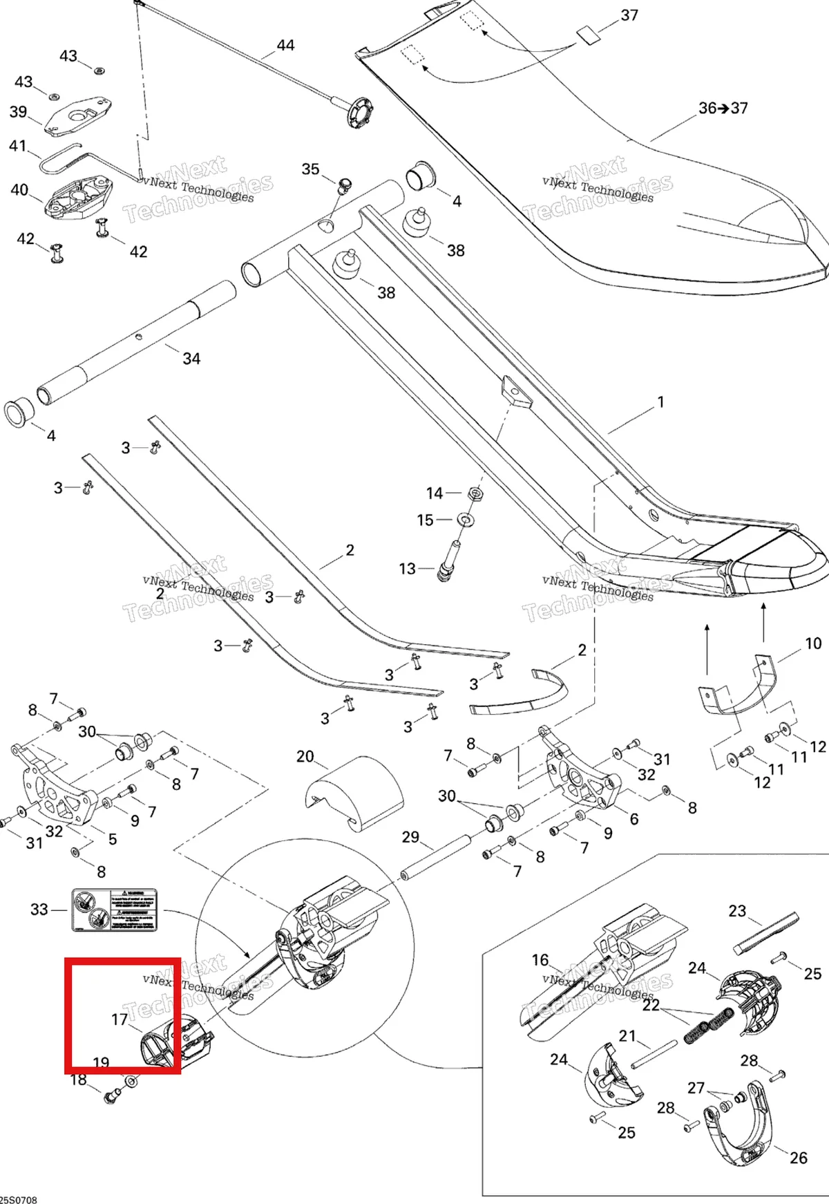 Деталь 269001005 на схеме узла 2007 Sea-Doo 3D 947 DI Seat