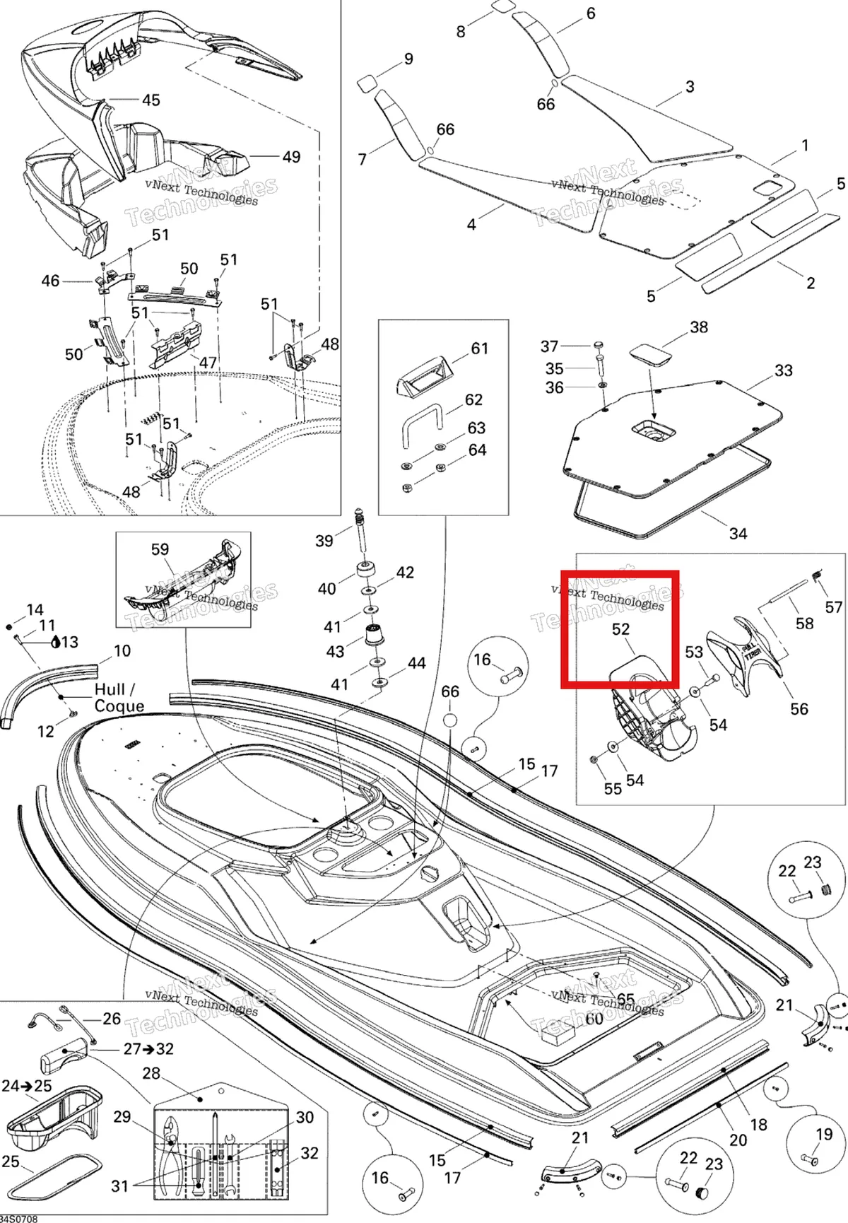 Деталь 269001019 на схеме узла 2007 Sea-Doo 3D 947 DI Body