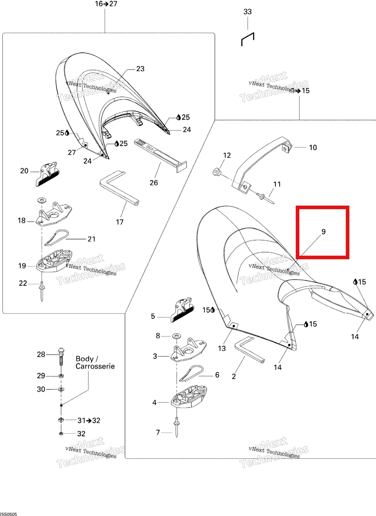 Деталь 269001053 на схеме узла 2005 Sea-Doo GTX 4-TEC, STD Seat Std