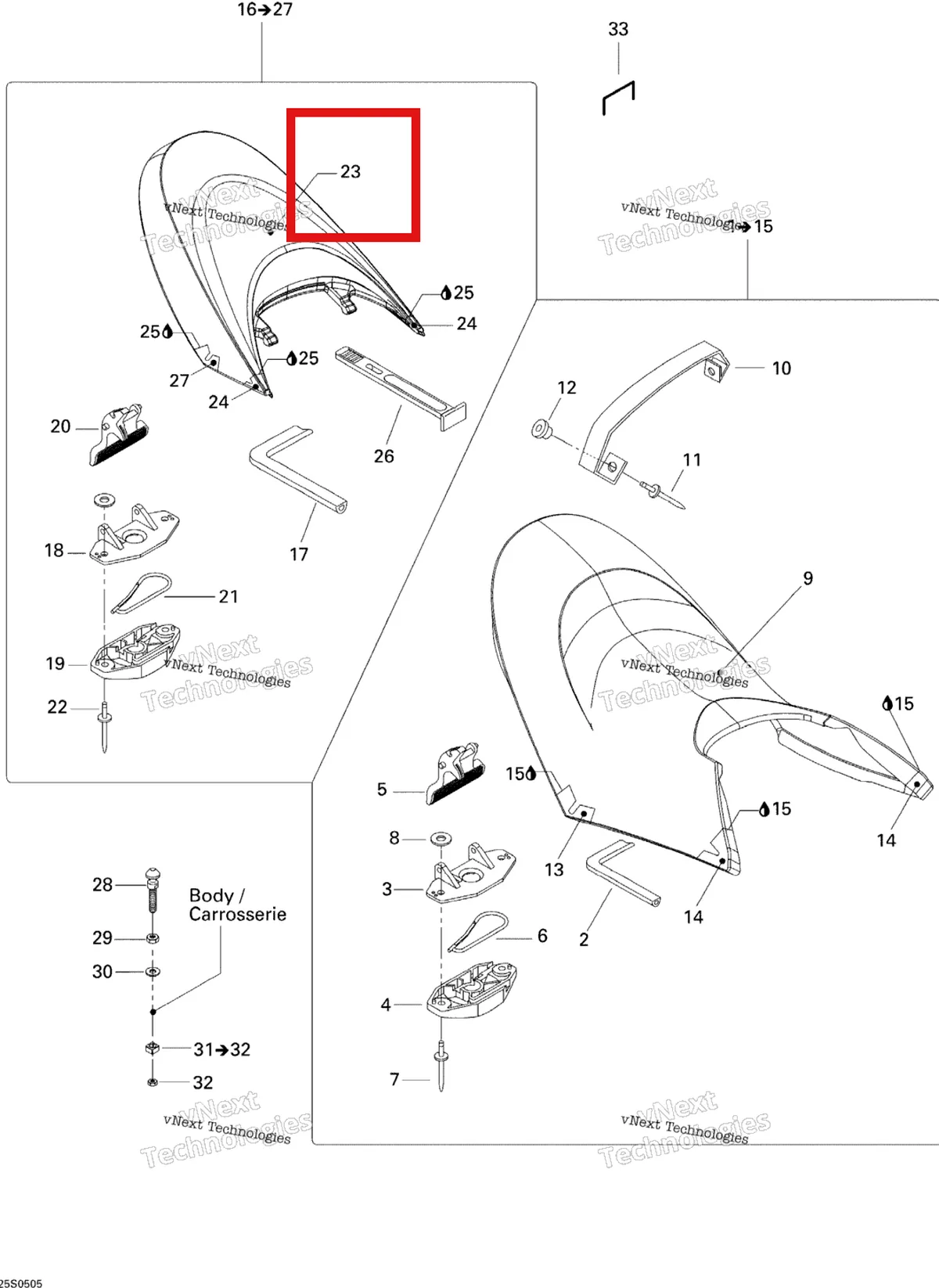 Деталь 269001062 на схеме узла 2005 Sea-Doo GTX 4-TEC, STD Seat Std