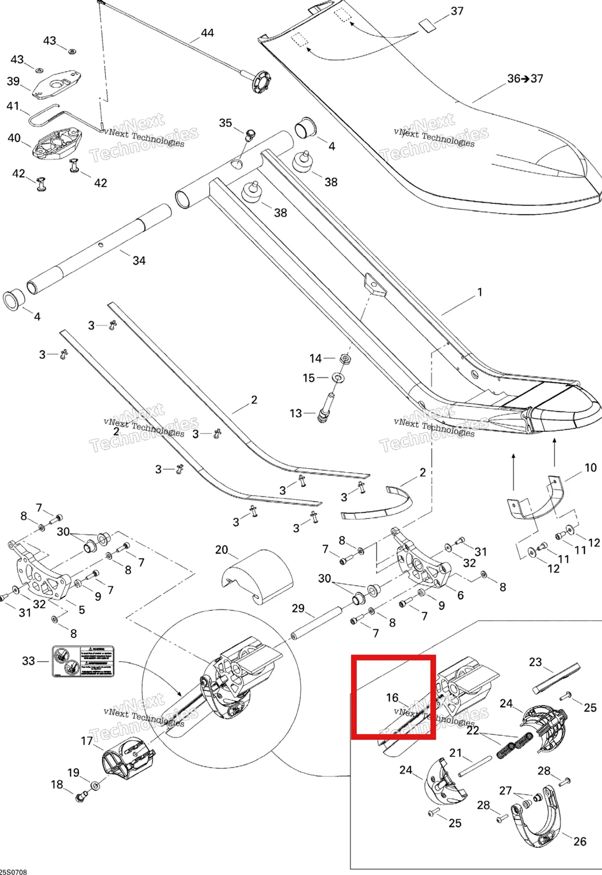 Деталь 269001119 на схеме узла 2007 Sea-Doo 3D 947 DI Seat