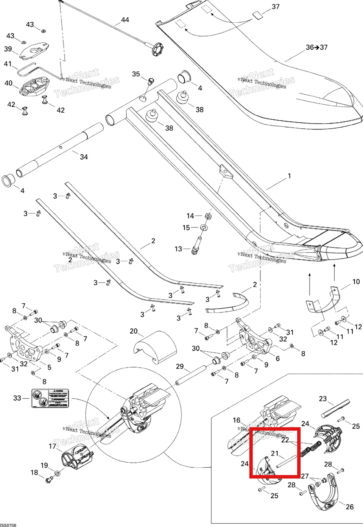 Деталь 269001122 на схеме узла 2007 Sea-Doo 3D 947 DI Seat