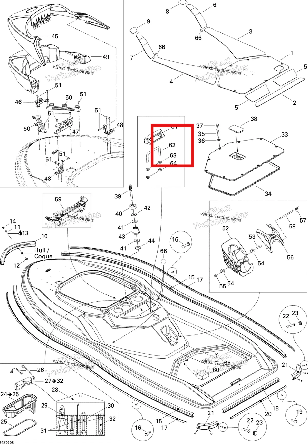 Деталь 269001142 на схеме узла 2007 Sea-Doo 3D 947 DI Body