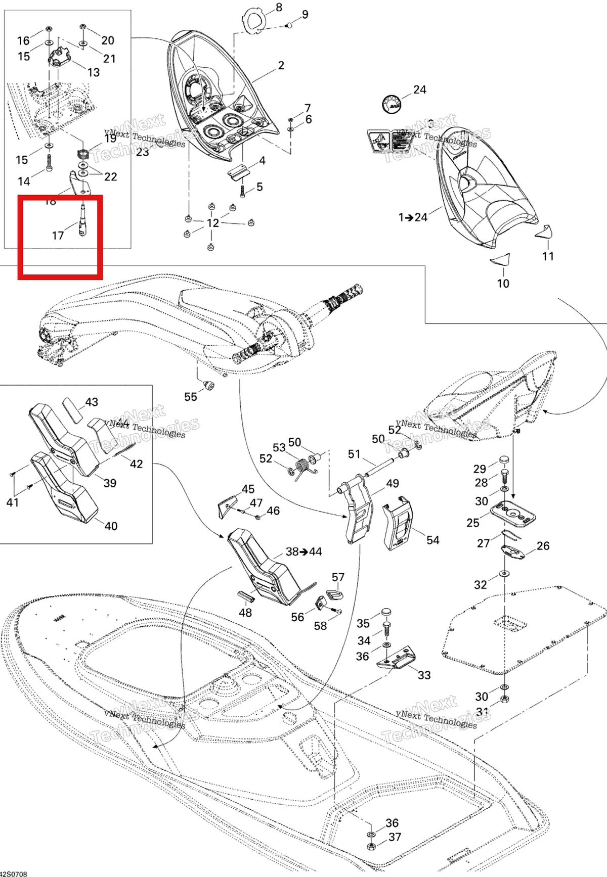Деталь 269001149 на схеме узла 2007 Sea-Doo 3D 947 DI Kart Seat