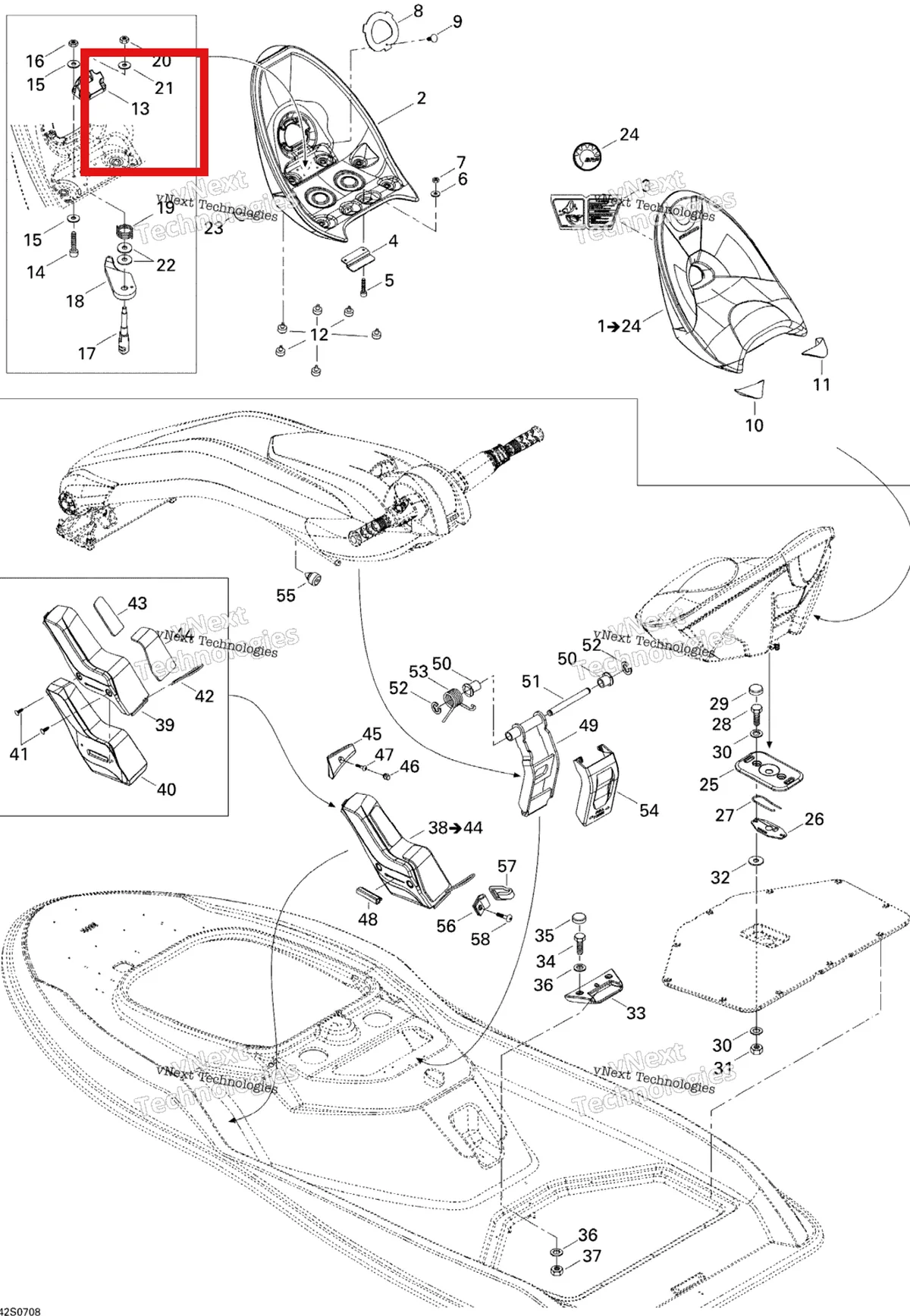 Деталь 269001150 на схеме узла 2007 Sea-Doo 3D 947 DI Kart Seat