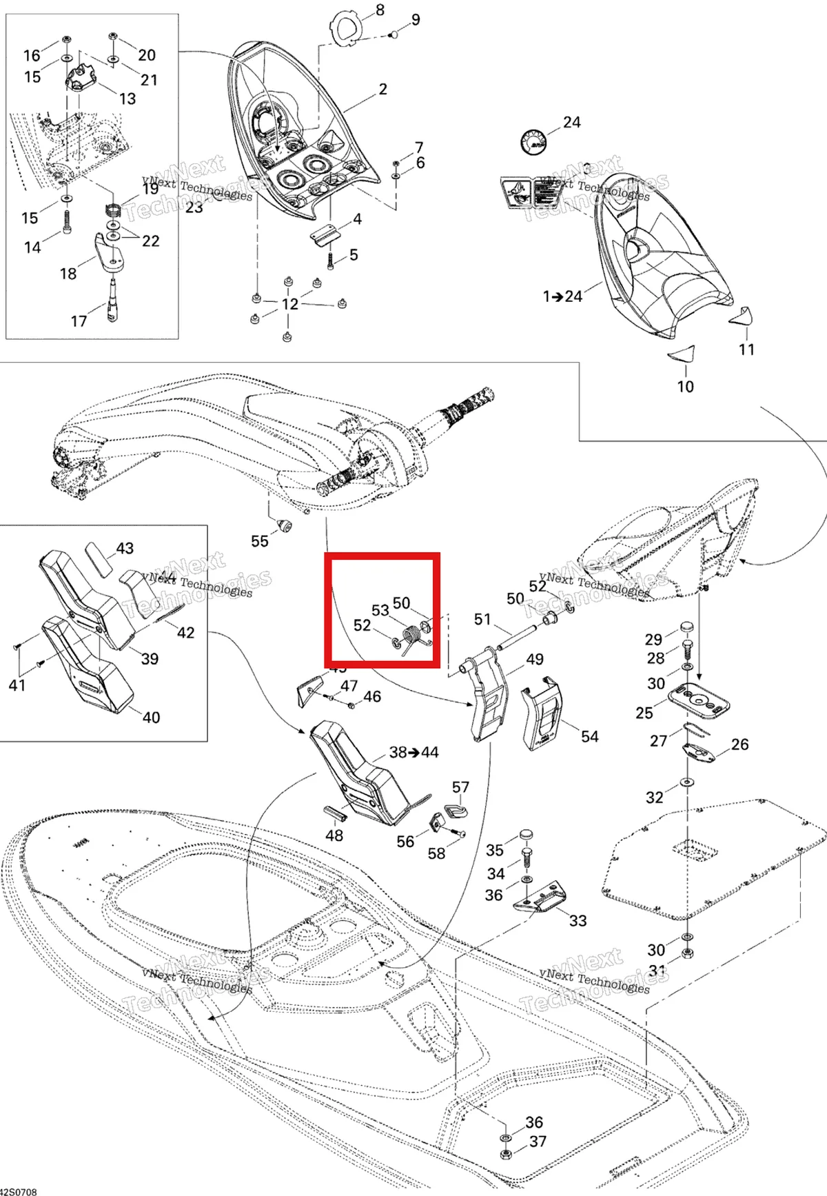 Деталь 269001153 на схеме узла 2007 Sea-Doo 3D 947 DI Kart Seat