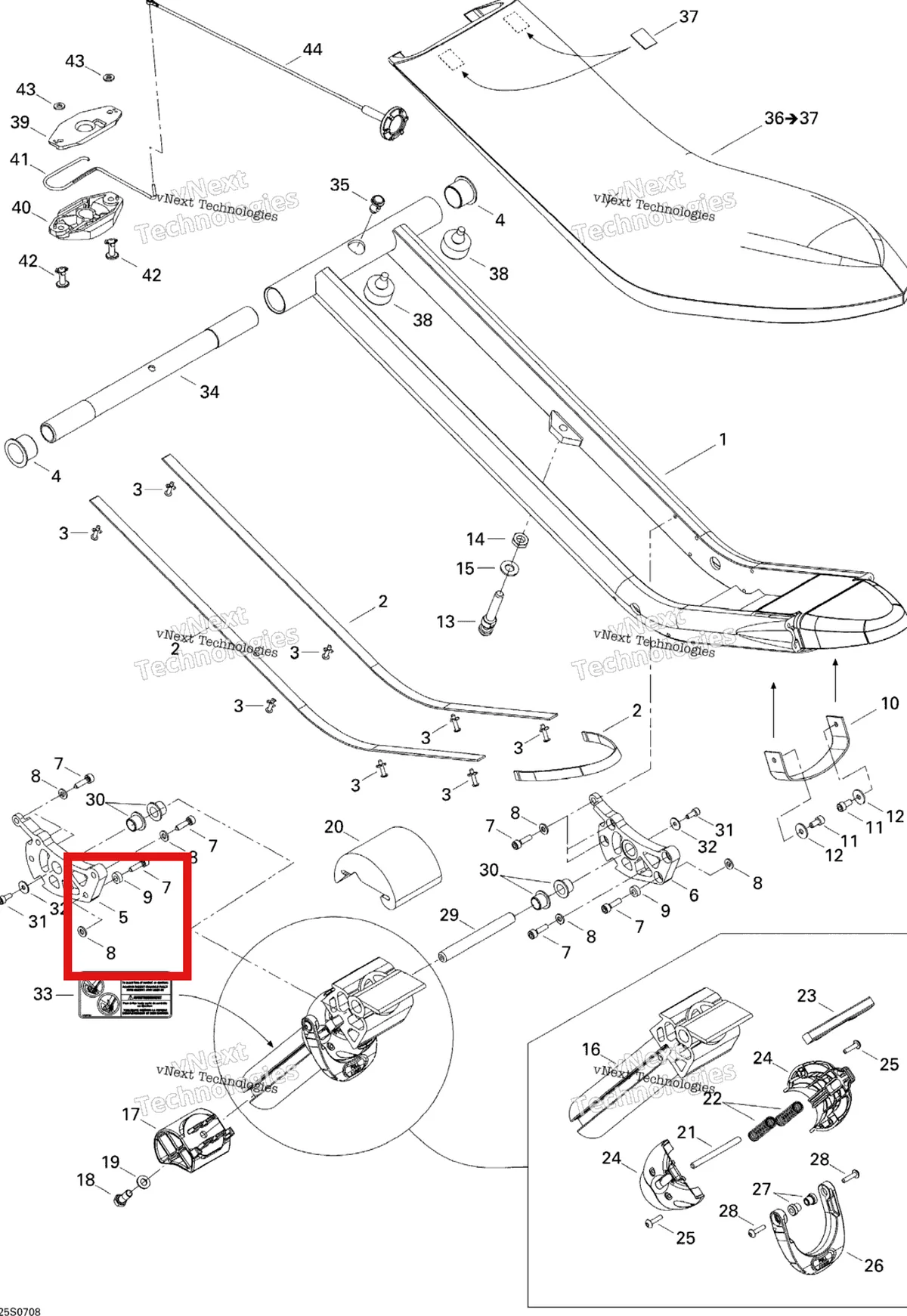Деталь 269001161 на схеме узла 2007 Sea-Doo 3D 947 DI Seat
