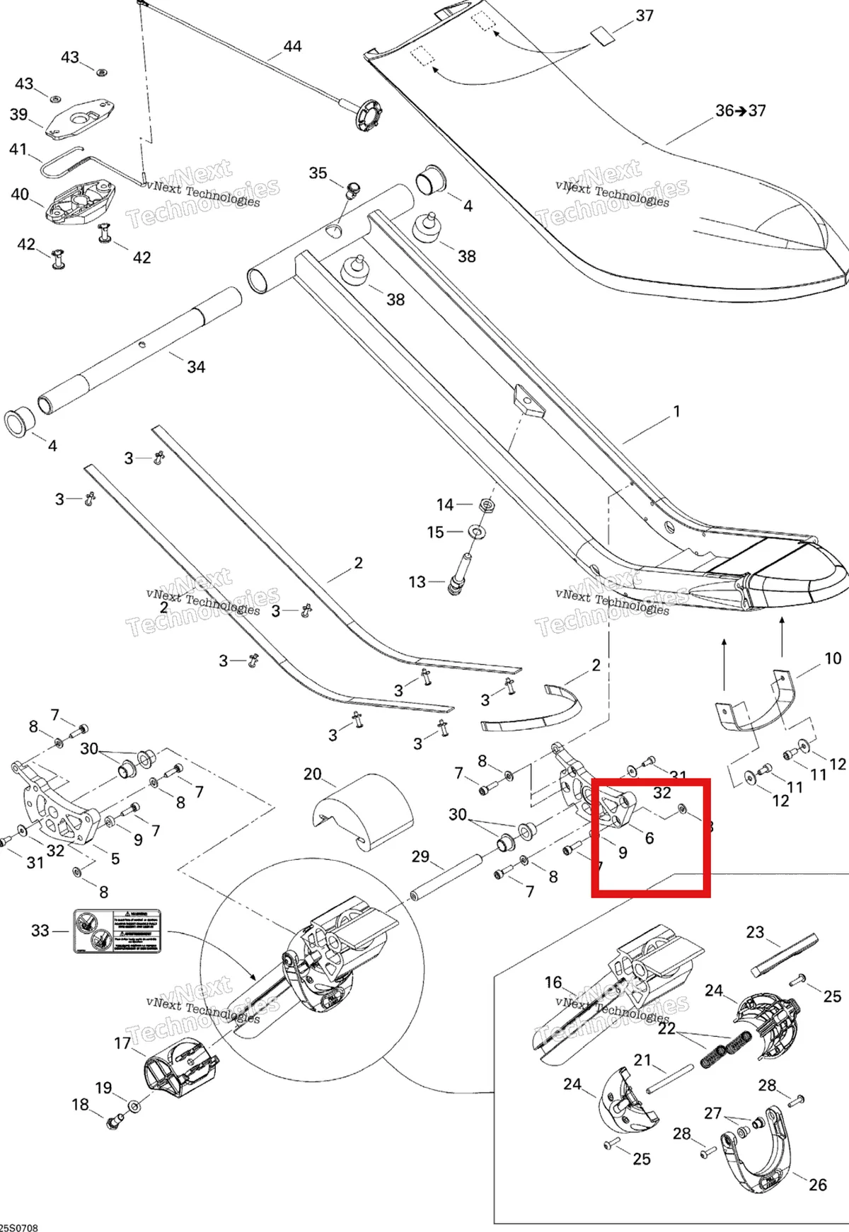 Деталь 269001162 на схеме узла 2007 Sea-Doo 3D 947 DI Seat