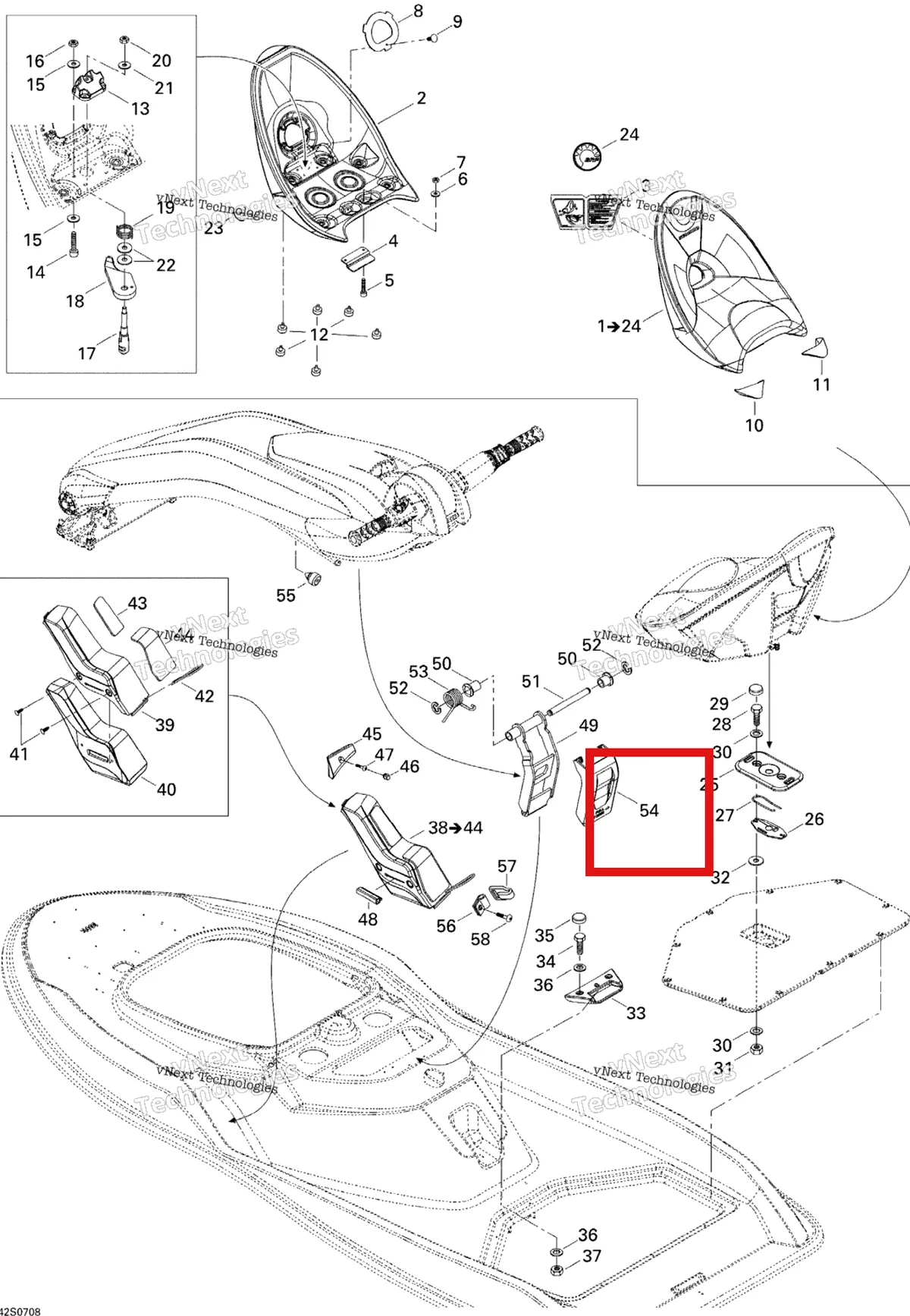 Деталь 269001164 на схеме узла 2007 Sea-Doo 3D 947 DI Kart Seat
