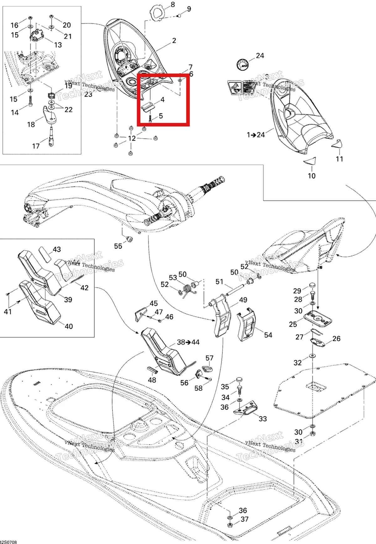 Деталь 269001167 на схеме узла 2007 Sea-Doo 3D 947 DI Kart Seat
