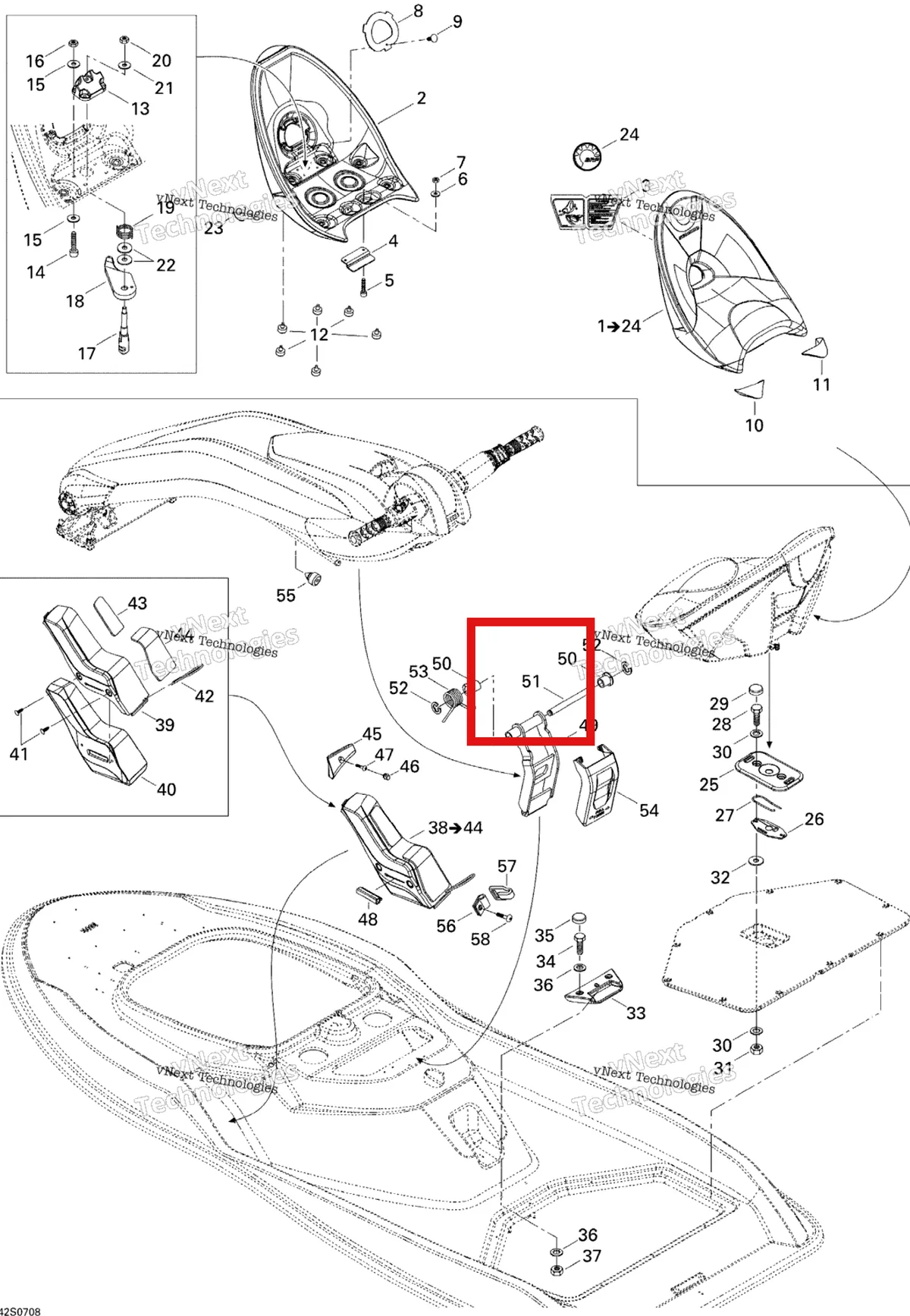 Деталь 269001197 на схеме узла 2007 Sea-Doo 3D 947 DI Kart Seat