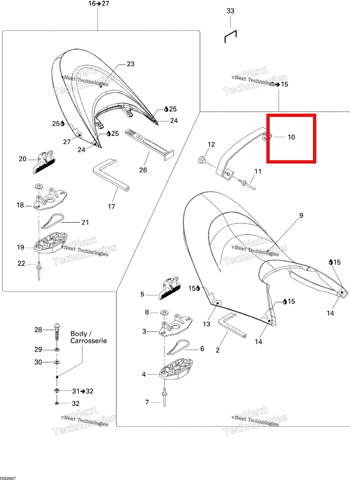 Деталь 269001221 на схеме узла 2005 Sea-Doo RXT Seat Green