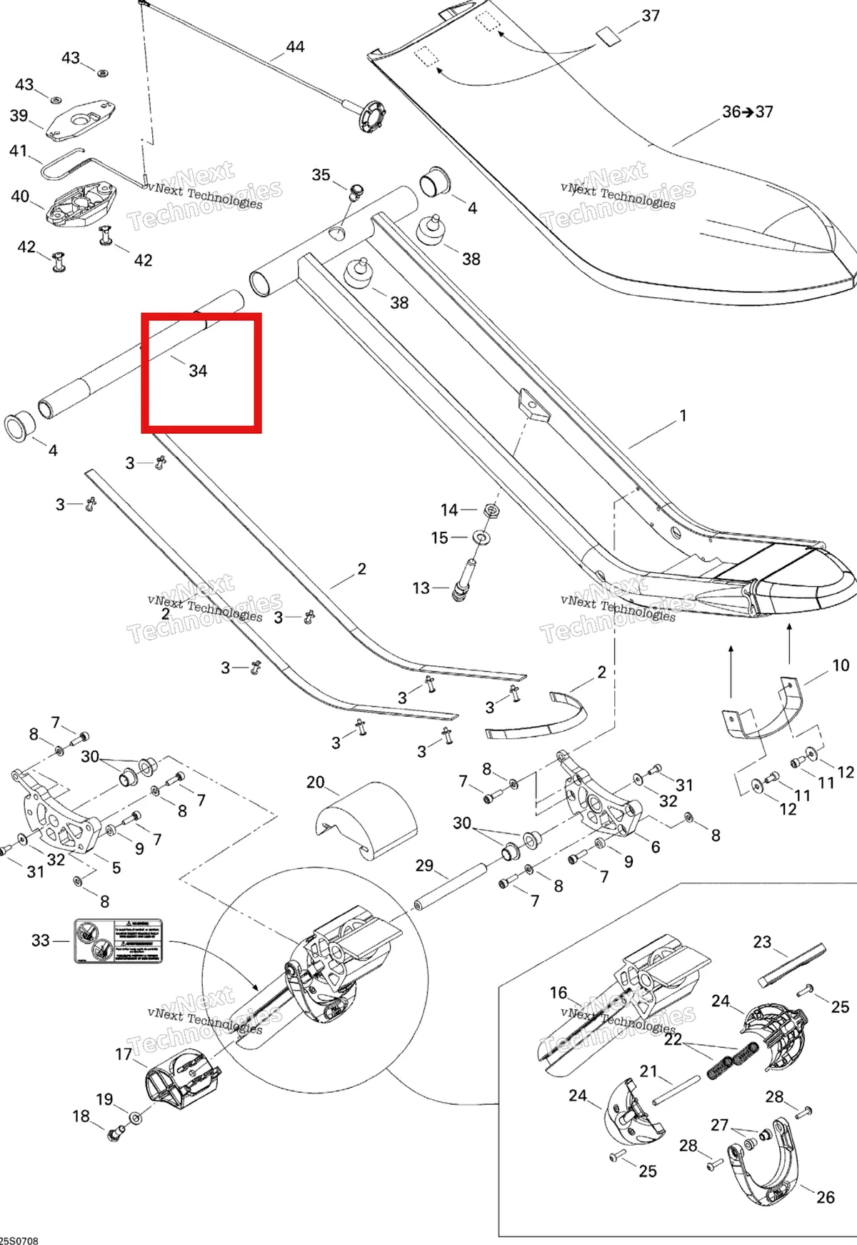Деталь 269001252 на схеме узла 2007 Sea-Doo 3D 947 DI Seat