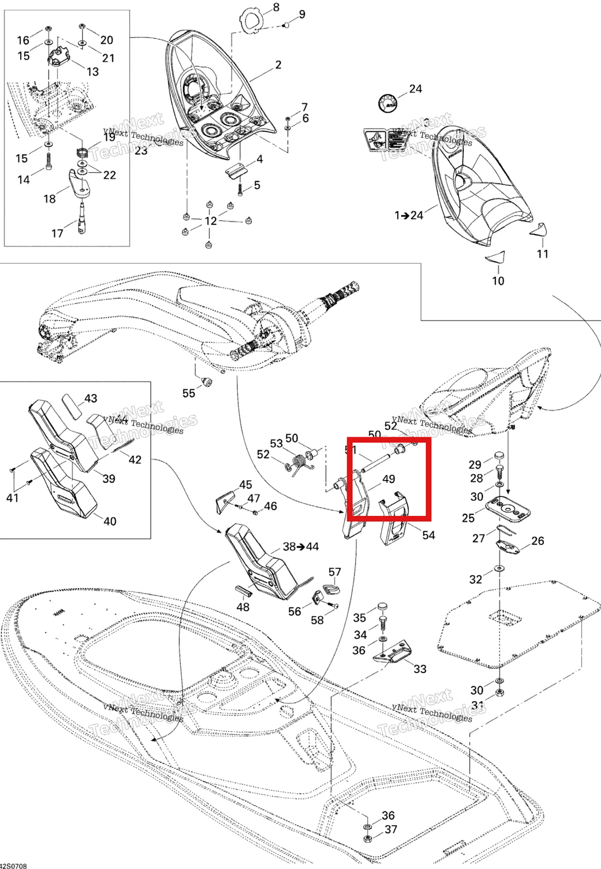 Деталь 269001261 на схеме узла 2007 Sea-Doo 3D 947 DI Kart Seat