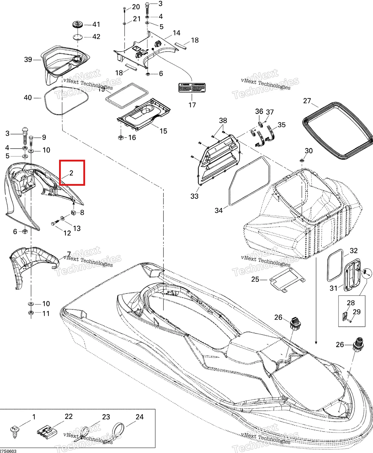 Деталь 269001265 на схеме узла 2006 Sea-Doo GTX 4-TEC SC Body, Front View