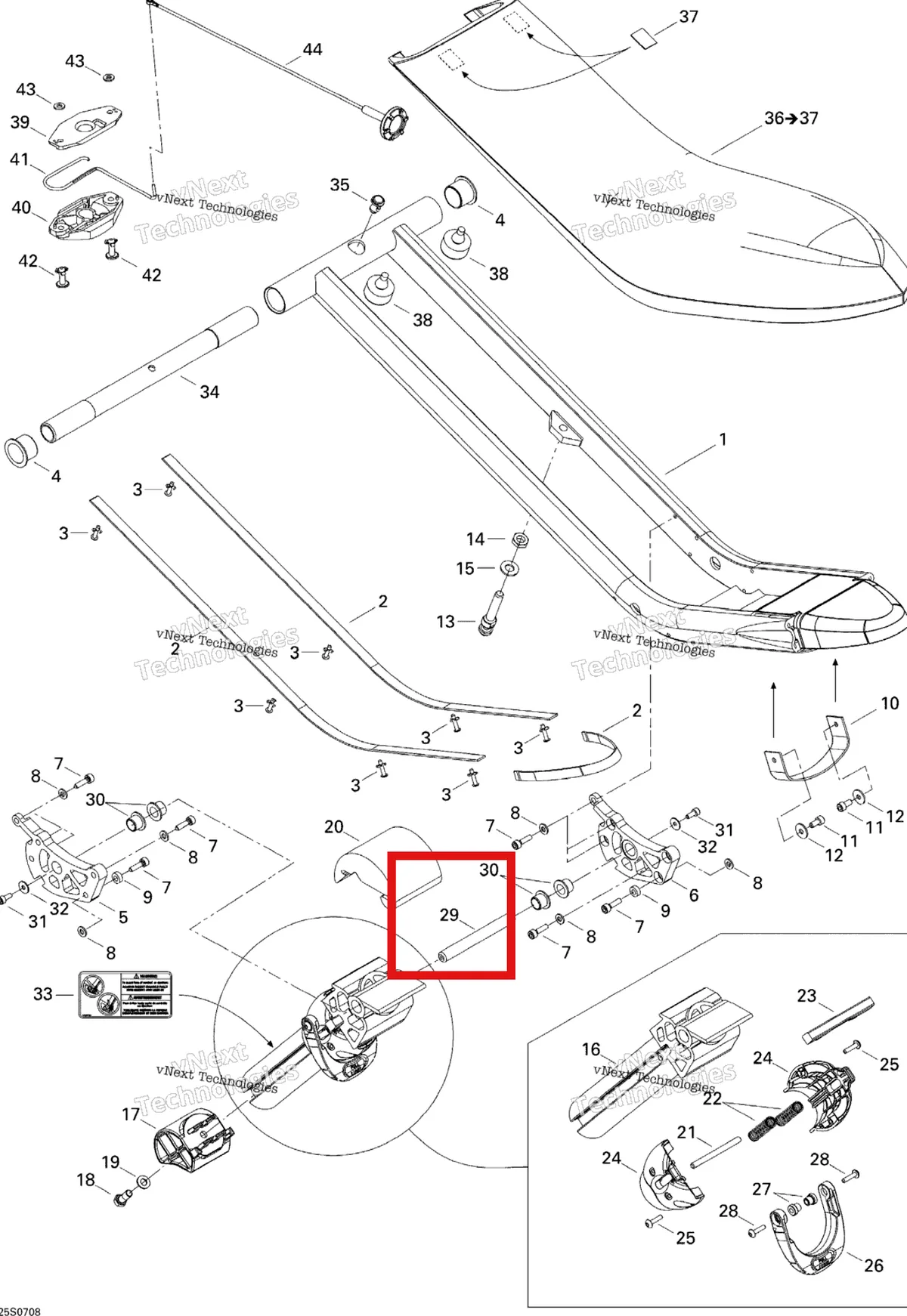Деталь 269001305 на схеме узла 2007 Sea-Doo 3D 947 DI Seat