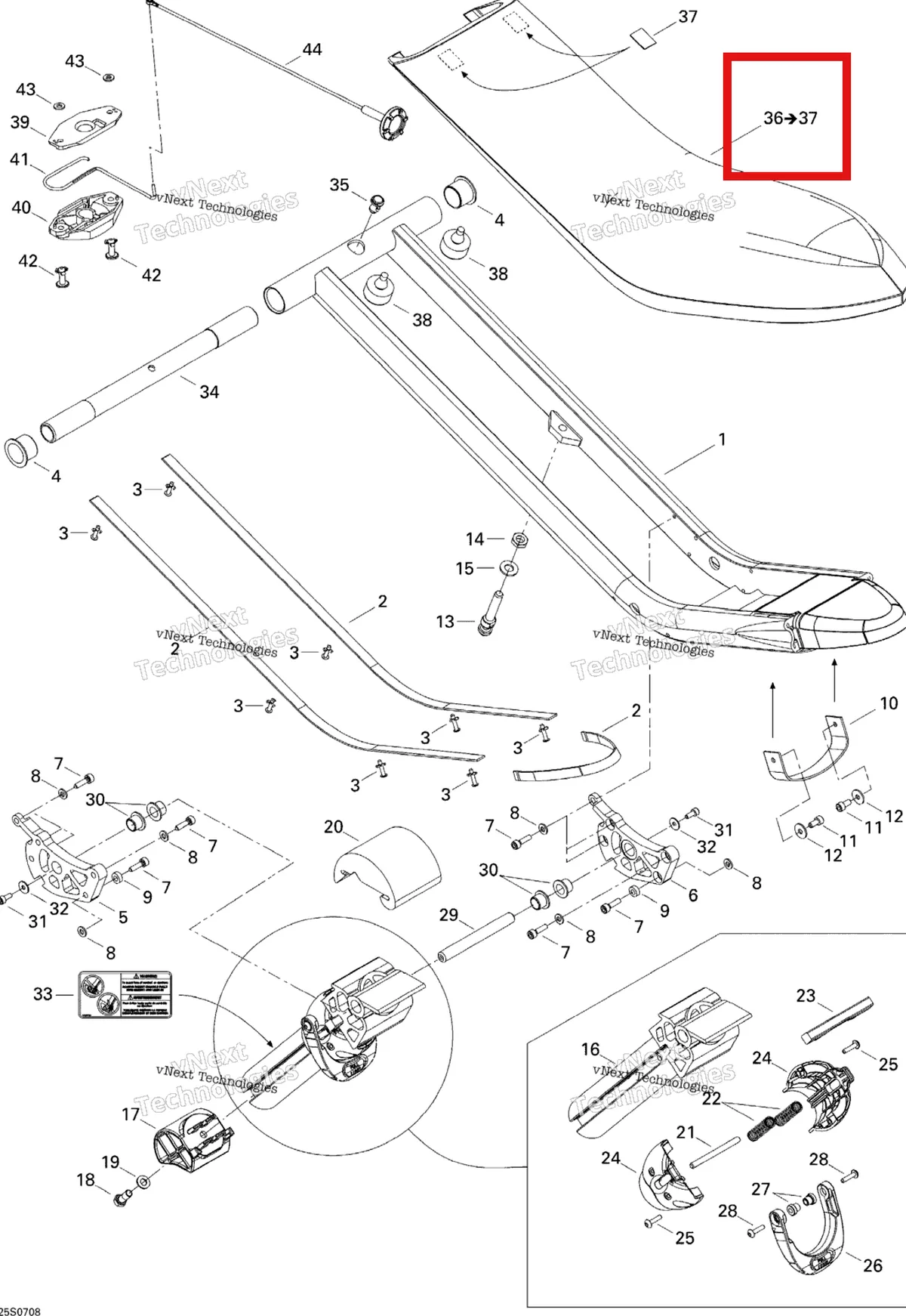 Деталь 269001307 на схеме узла 2007 Sea-Doo 3D 947 DI Seat