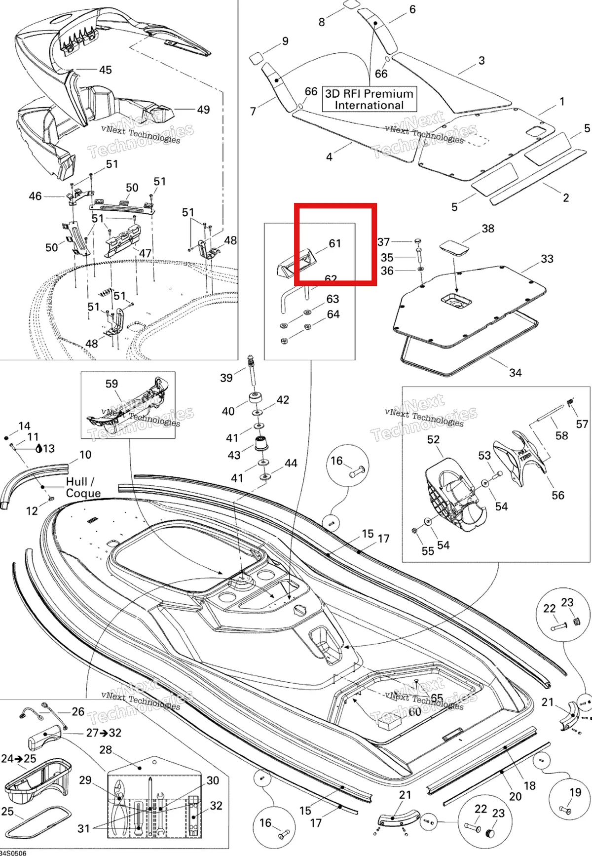 Деталь 269001317 на схеме узла 2005 Sea-Doo 3D RFI Body