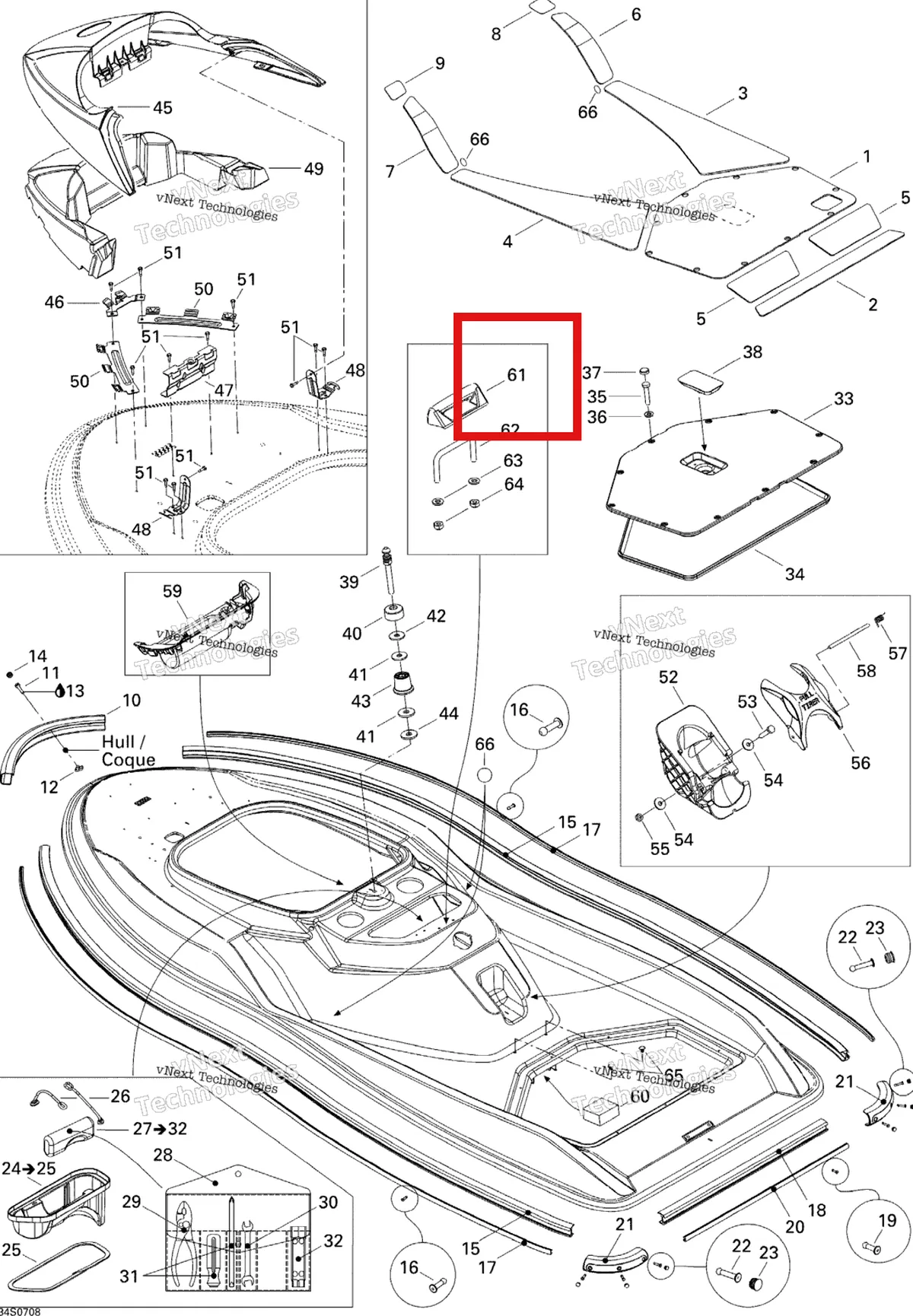 Деталь 269001404 на схеме узла 2007 Sea-Doo 3D 947 DI Body